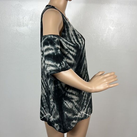 Chaser Tie Dye Silk Oversized Fit Cold Shoulder Top Blouse Size S - Picture 3 of 9